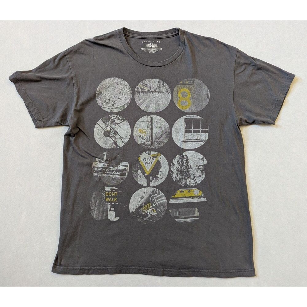 Men's Structure Transportation Theme Graphic T-Shirt Gray Size L